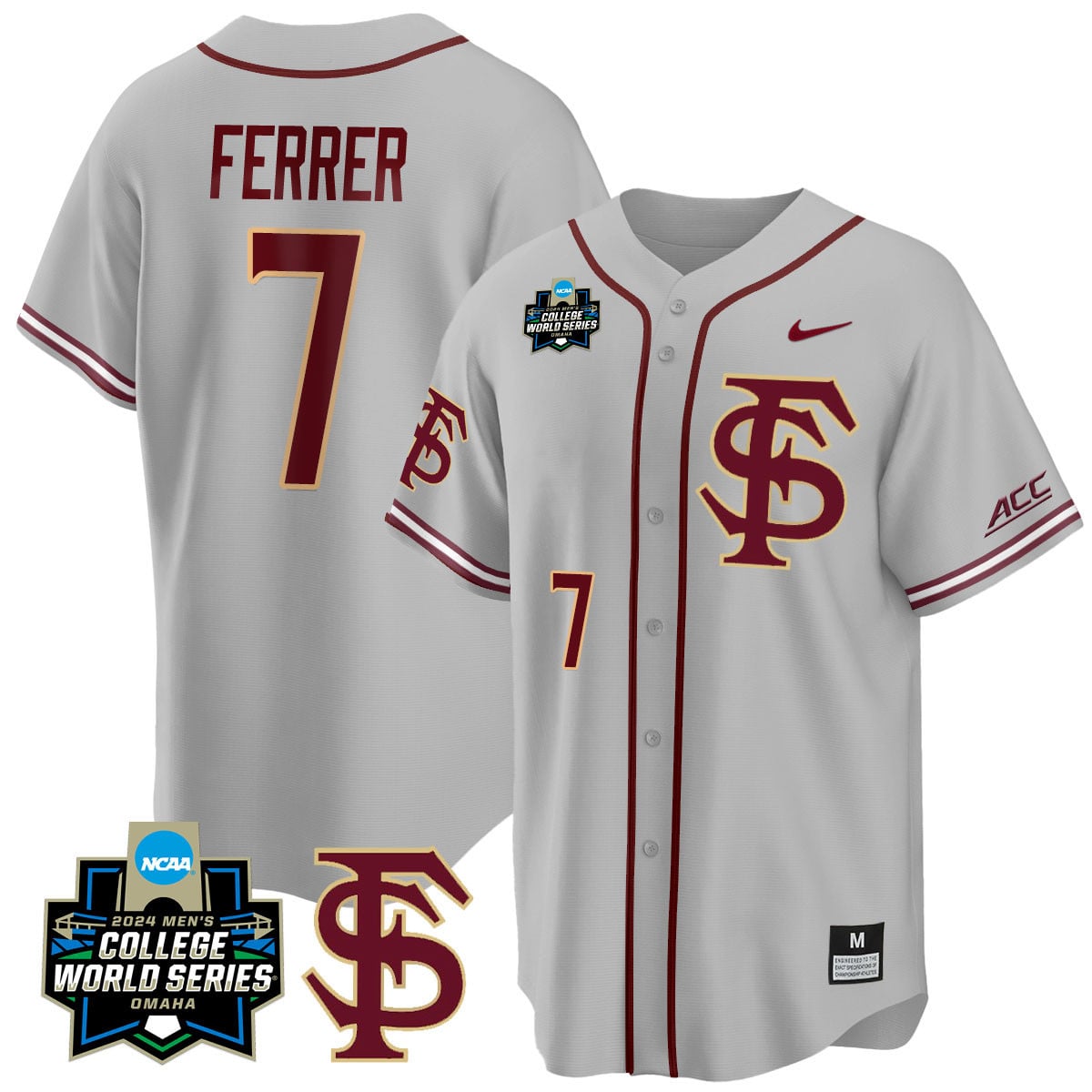 Men's Florida State Seminoles 2024 College World Series Vapor Premier Limited Jersey V1 - All Stitched