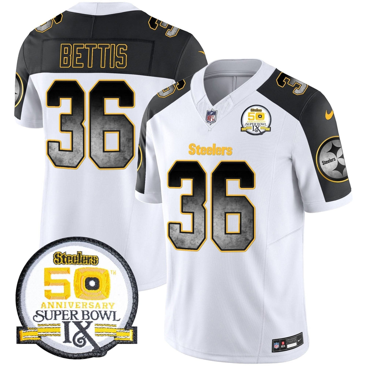 PIT Arch Smoke 50th Anniversary Of Super Bowl IX Patch Vapor Limited Jersey