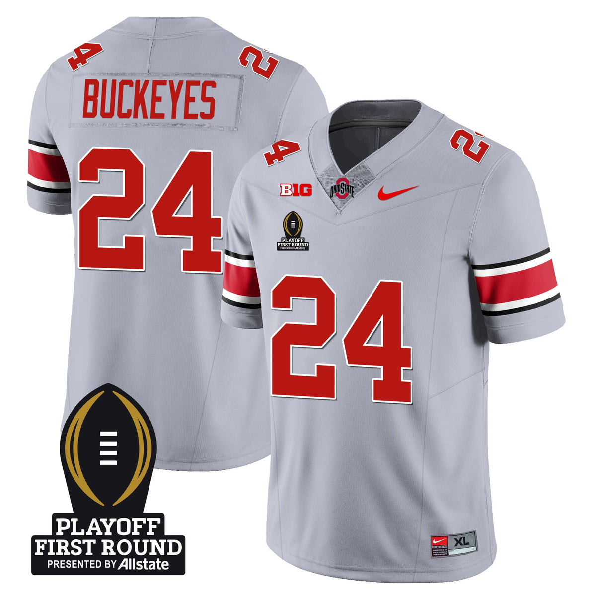 Men's Ohio State Buckeyes Football - Playoff First Round Patch - All Stitched