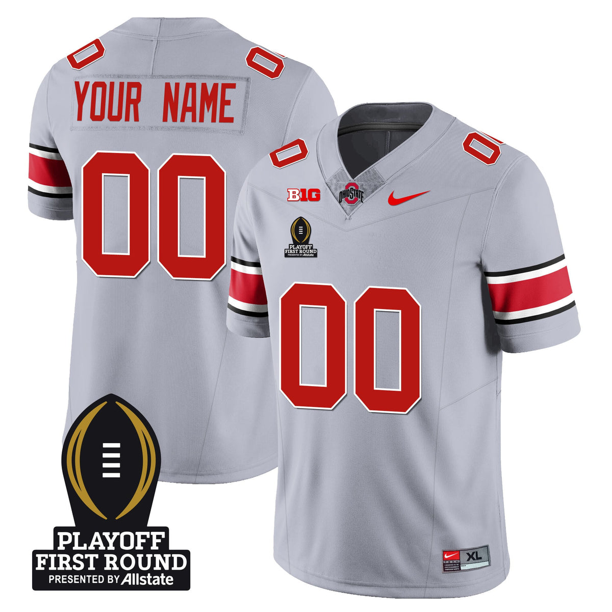 Men's Ohio State Buckeyes Football - Playoff First Round Patch - All Stitched