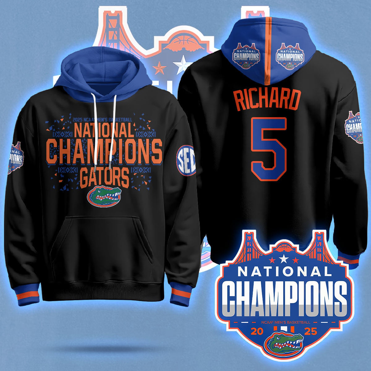 Florida Gators 2025 National Champions Basketball Hoodie N5 - Printed