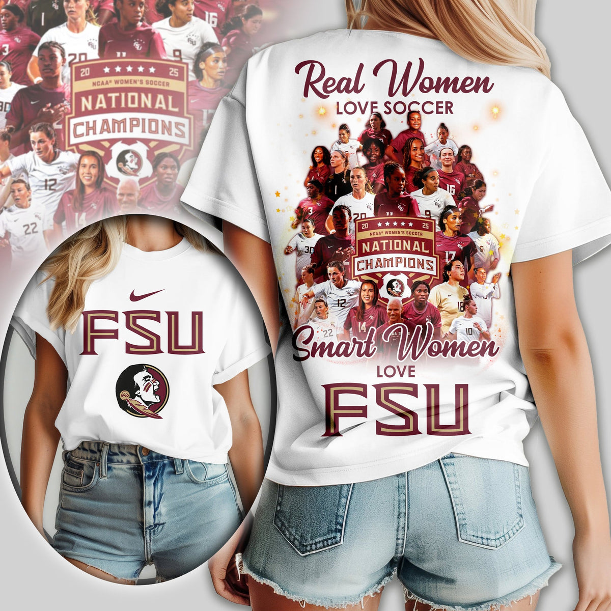 FSU | Premium NCAA 2025 FSU Soccer Champions 3D Shirt TD