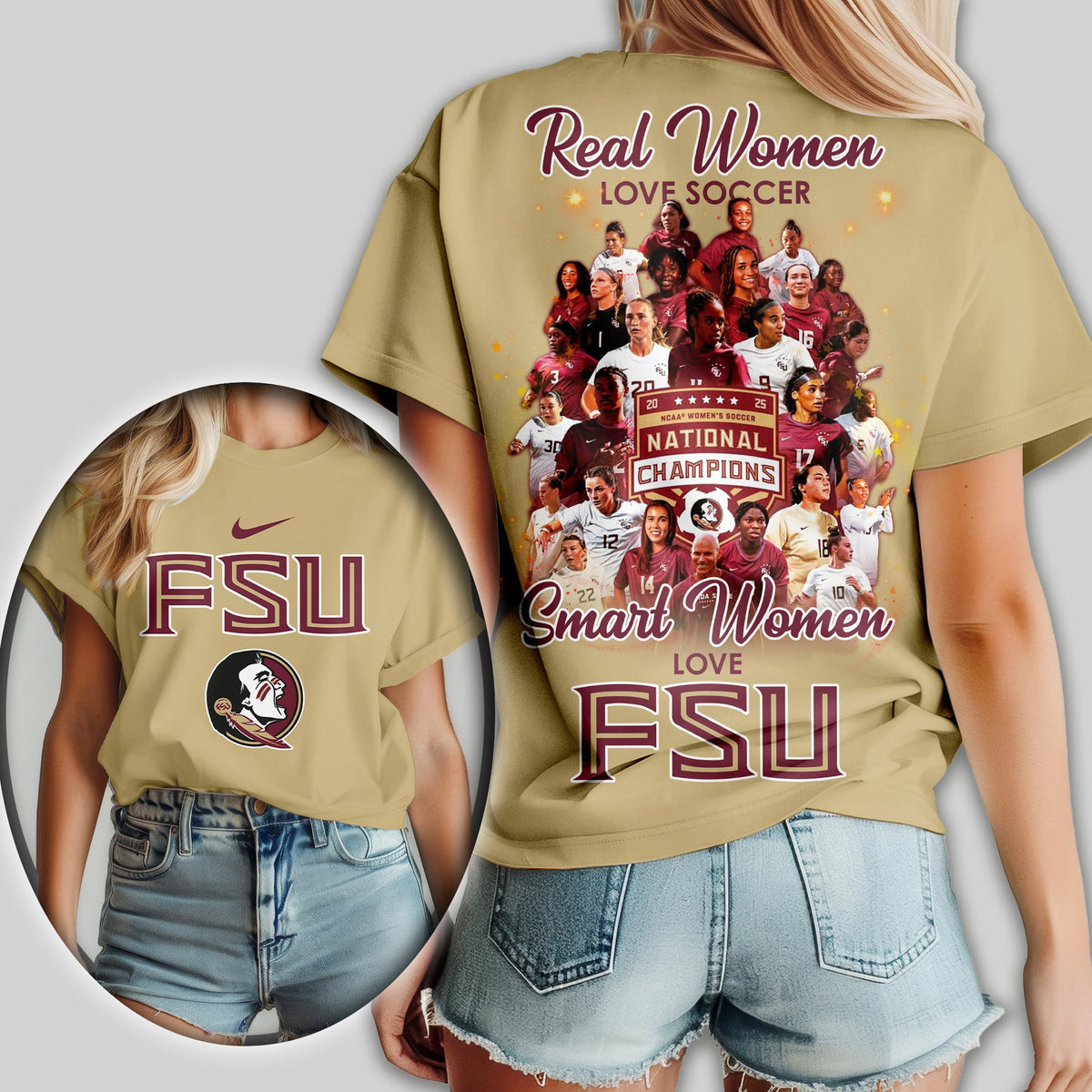 FSU | Premium NCAA 2025 FSU Soccer Champions 3D Shirt TD