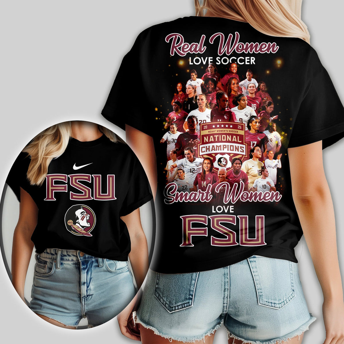 FSU | Premium NCAA 2025 FSU Soccer Champions 3D Shirt TD