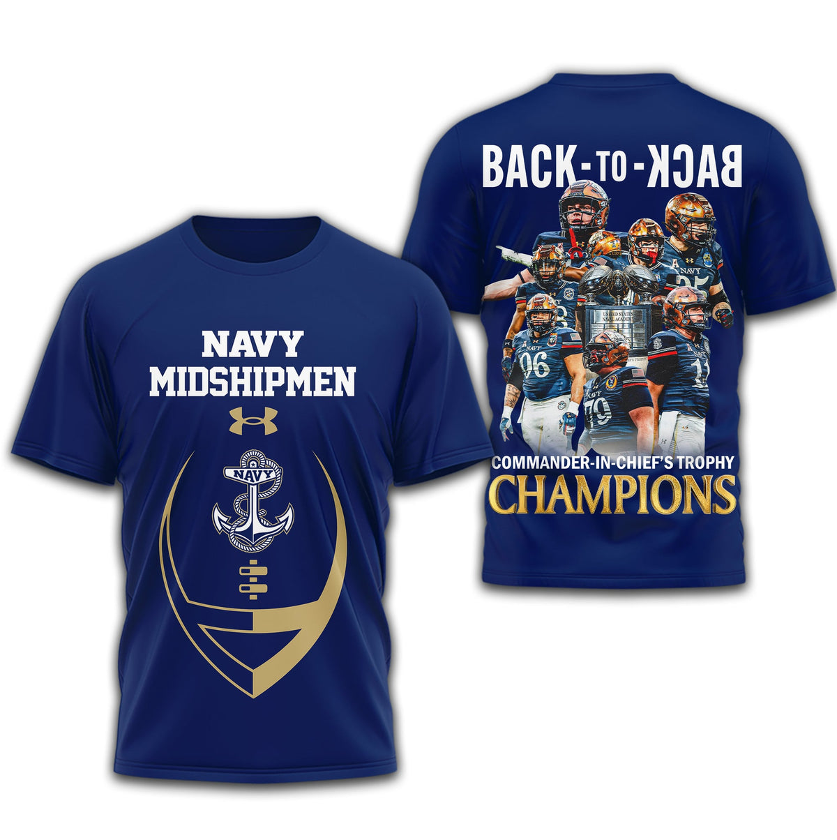 Navy Midshipmen | Premium NCAA 2025 CIC Trophy Champions 3D Shirt TD