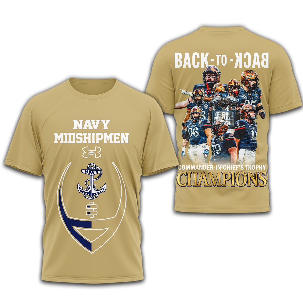 Navy Midshipmen | Premium NCAA 2025 CIC Trophy Champions 3D Shirt TD