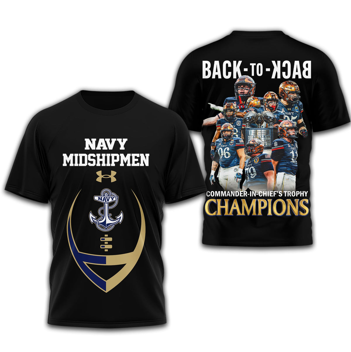 Navy Midshipmen | Premium NCAA 2025 CIC Trophy Champions 3D Shirt TD