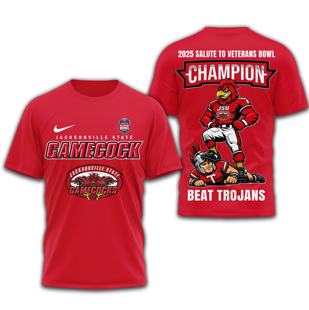 Jacksonville State Gamecocks | Premium NCAA 2025 SALUTE TO VETERANS BOWL 3D Shirt TD
