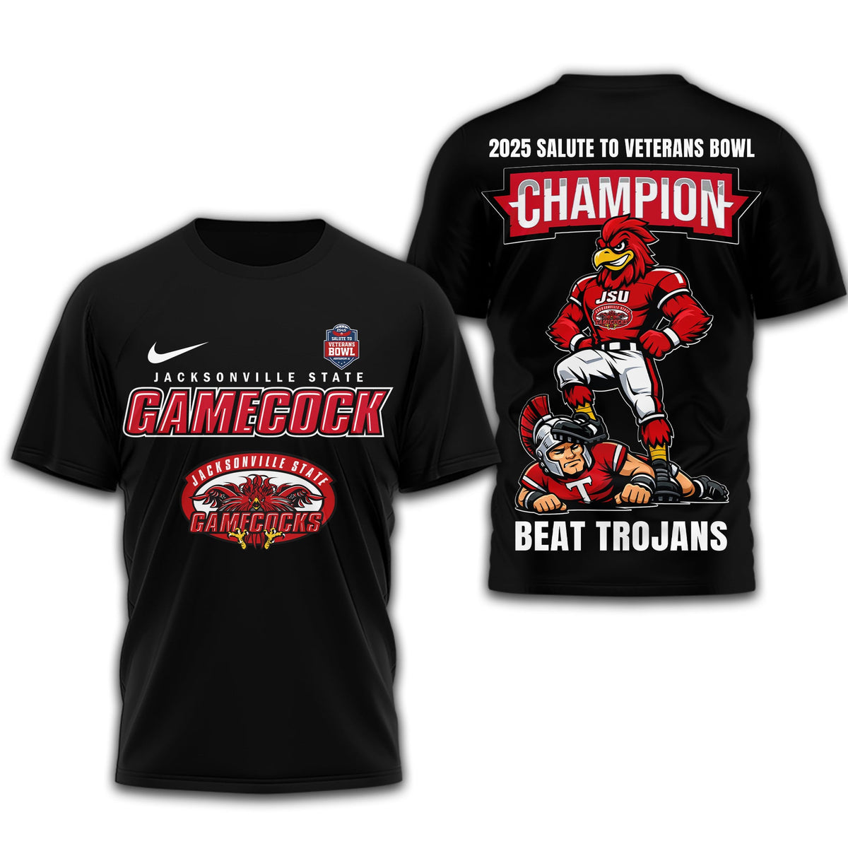 Jacksonville State Gamecocks | Premium NCAA 2025 SALUTE TO VETERANS BOWL 3D Shirt TD