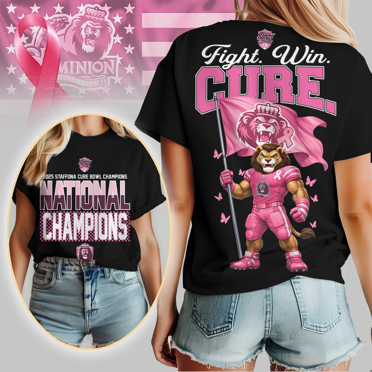 Old Dominion Monarchs | Premium NCAA 2025 StaffDNA Cure Bowl Champions 3D Shirt TD