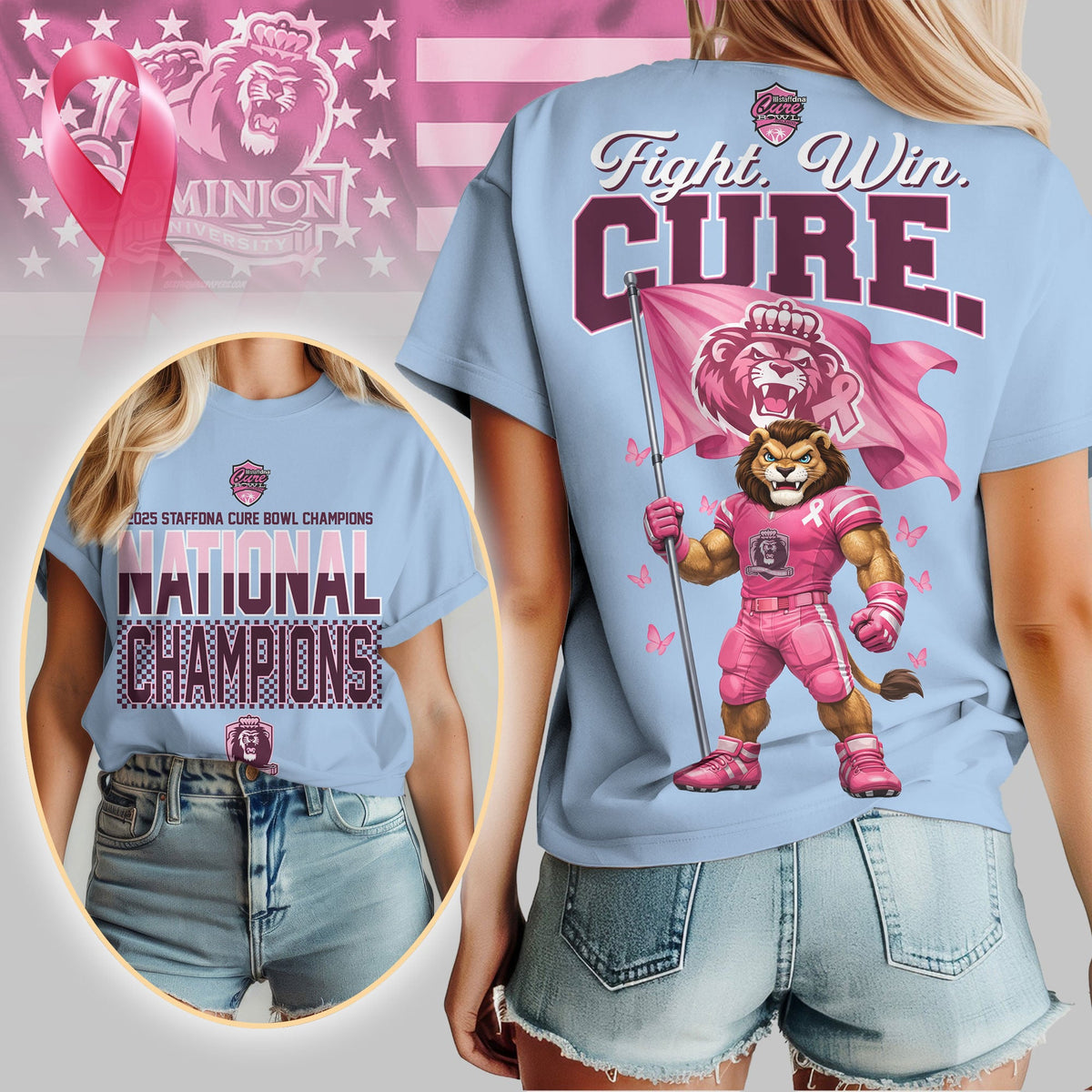 Old Dominion Monarchs | Premium NCAA 2025 StaffDNA Cure Bowl Champions 3D Shirt TD