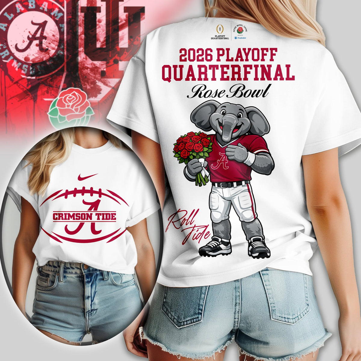Alabama Crimson Tide | Premium NCAA Rose Bowl 3D Shirt TD