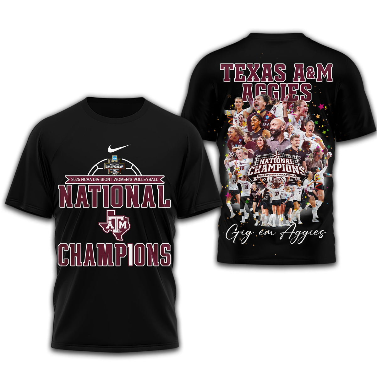 Texas A&M Aggies | Premium NCAA Volleyball National Champions 3D Shirt TD