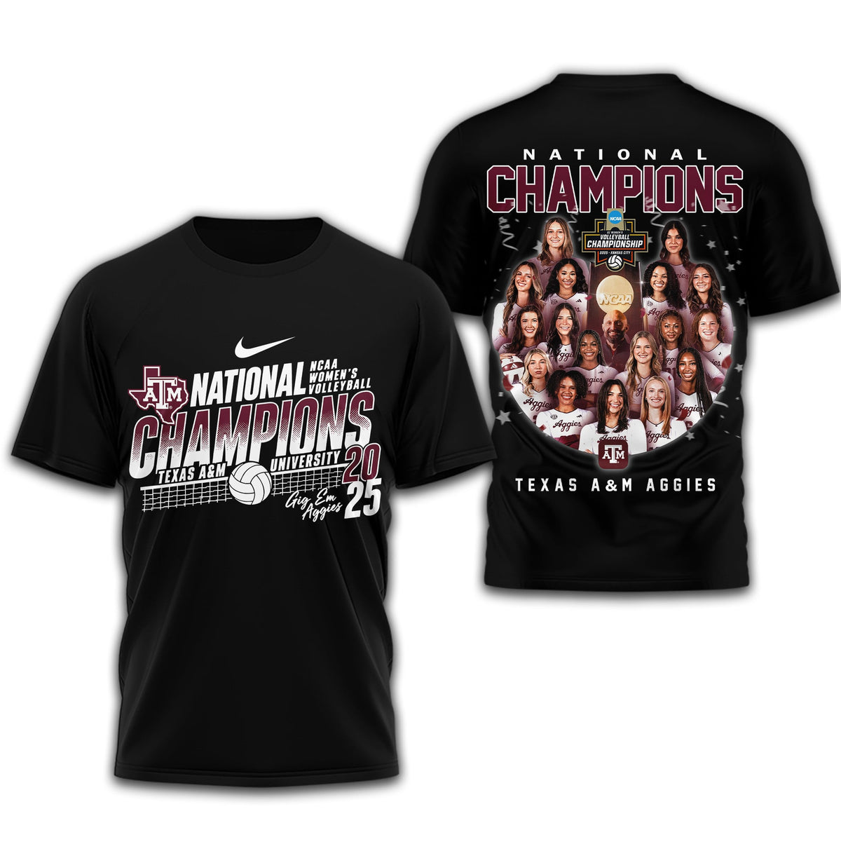 Texas A&M Aggies | Premium NCAA Volleyball National Champions 3D Shirt TD