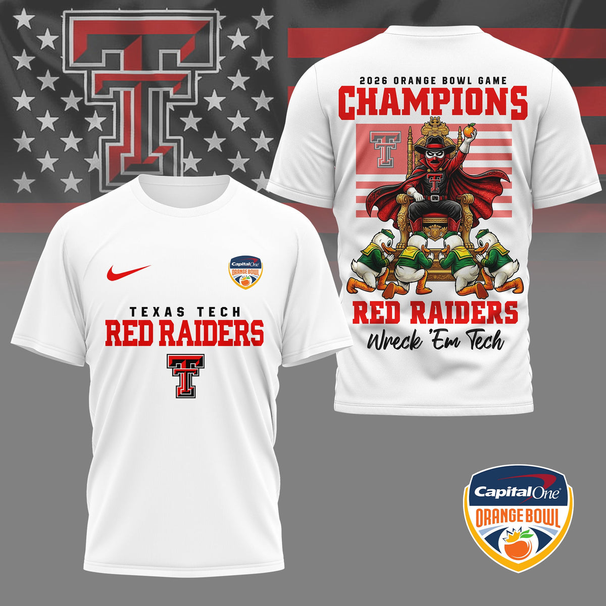 Texas Tech Red Raiders | Premium NCAA 2026 Orange Bowl Game Champions Shirt NY