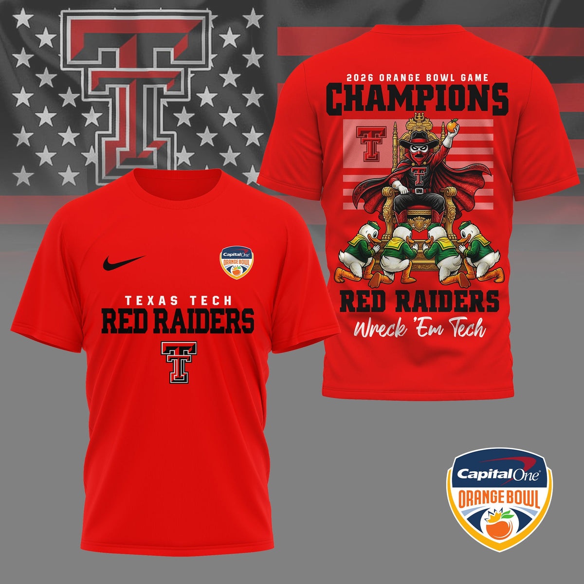 Texas Tech Red Raiders | Premium NCAA 2026 Orange Bowl Game Champions Shirt NY