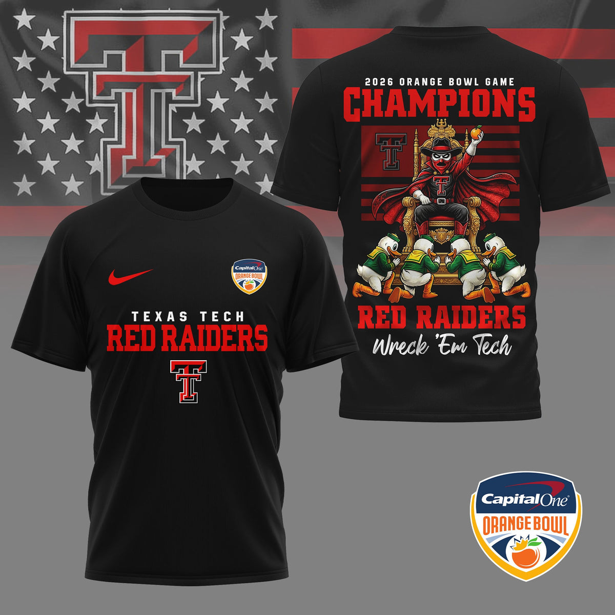 Texas Tech Red Raiders | Premium NCAA 2026 Orange Bowl Game Champions Shirt NY