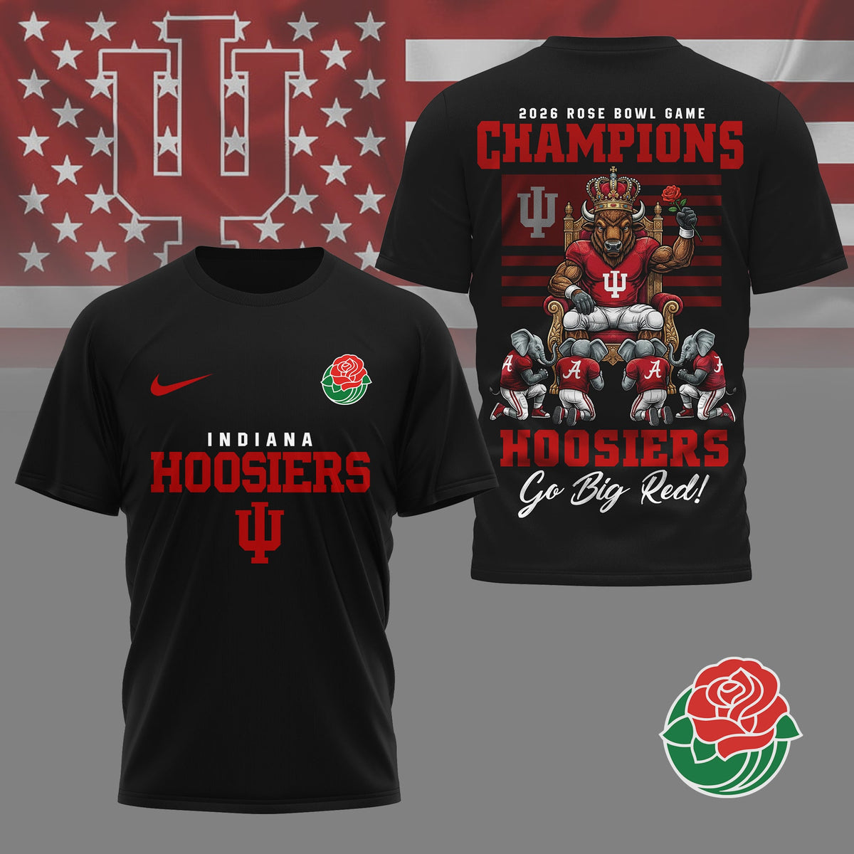 Indiana Hoosiers | Premium NCAA 2026 Rose Bowl Game Champions Shirt NY