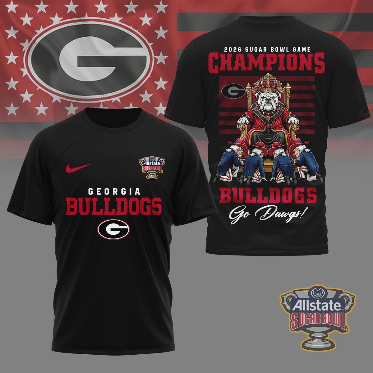 Georgia Bulldogs | Premium NCAA 2026 Sugar Bowl Game Champions Shirt NY