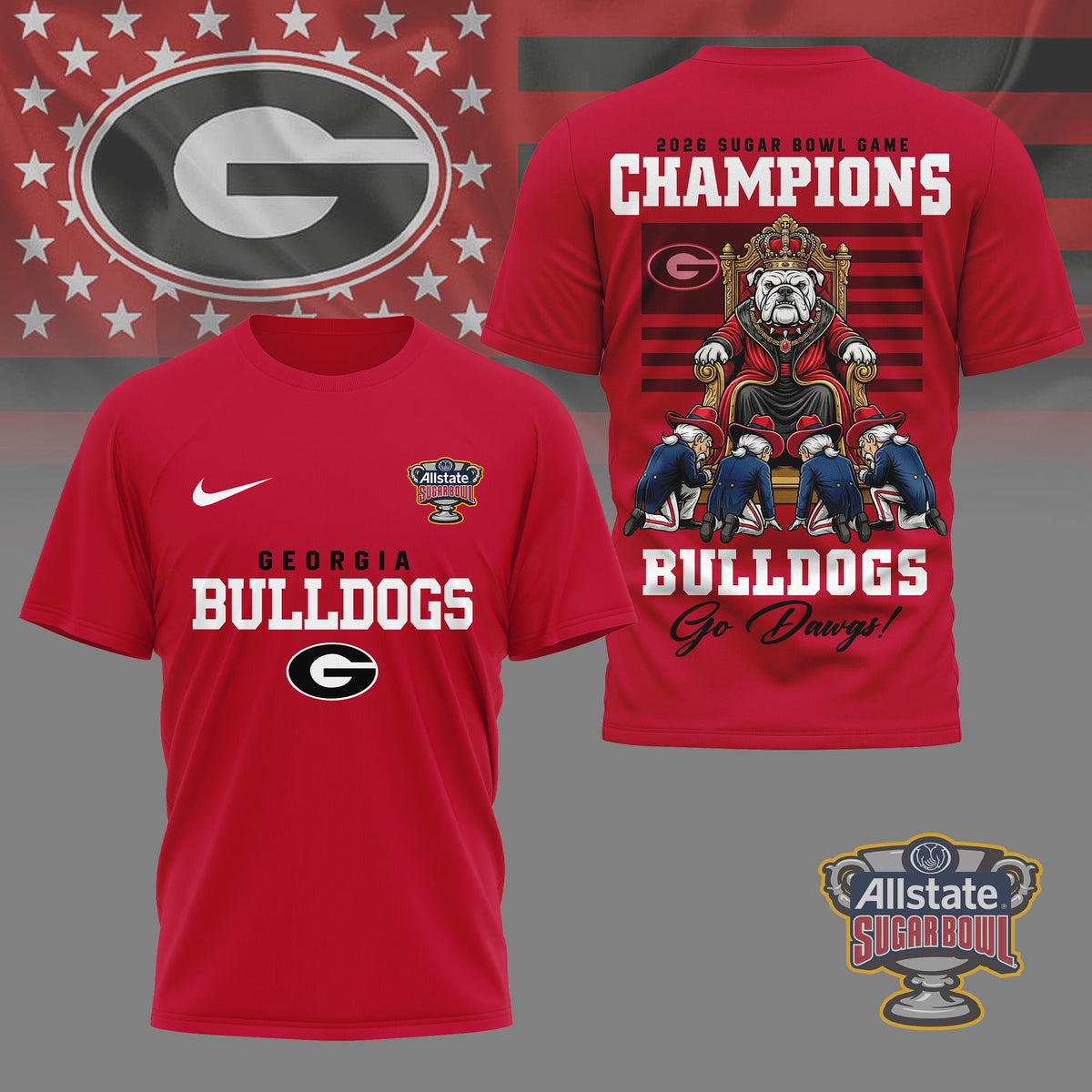 Georgia Bulldogs | Premium NCAA 2026 Sugar Bowl Game Champions Shirt NY