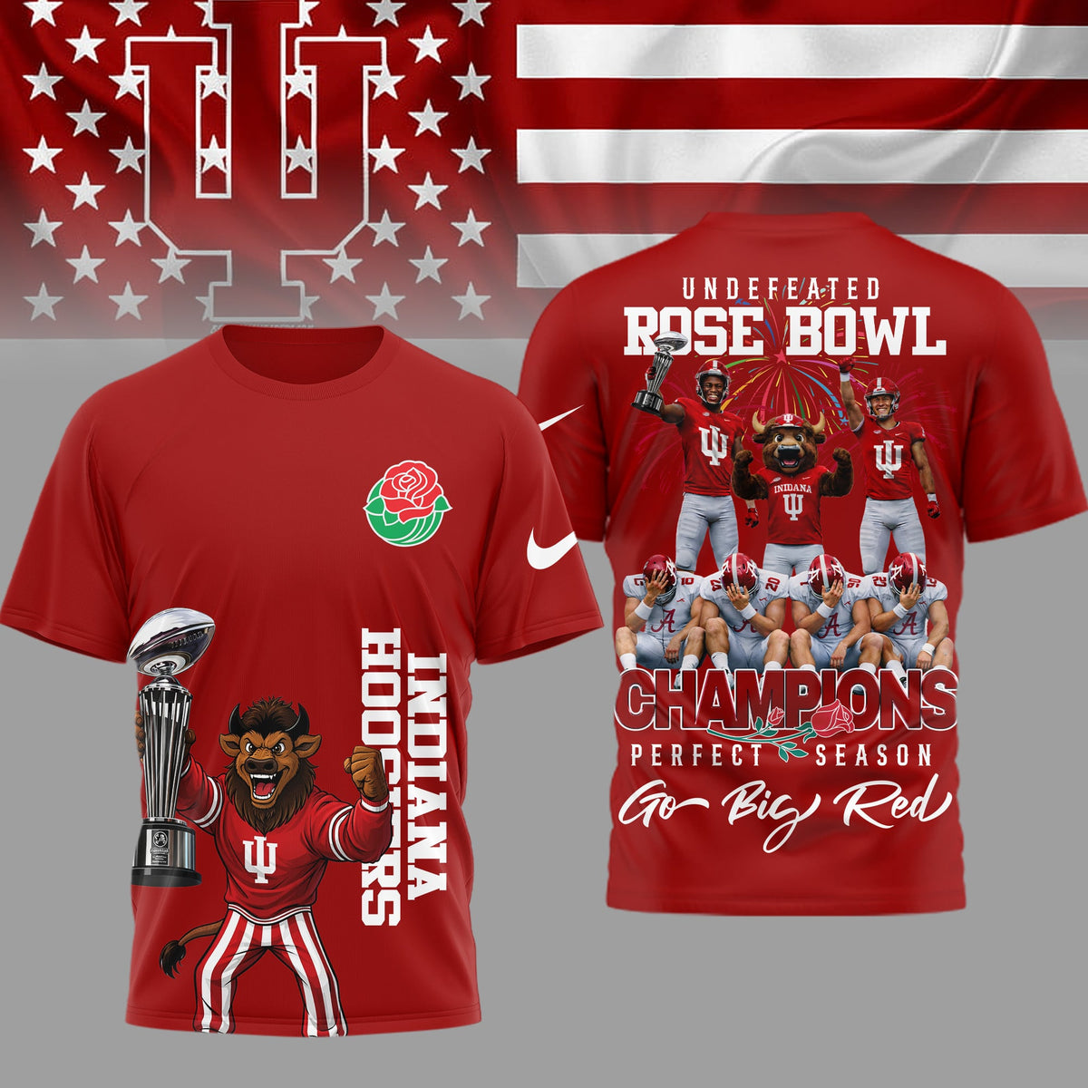 Indiana Hoosiers | Premium NCAA Rose Bowl Champions 3D Shirt HI