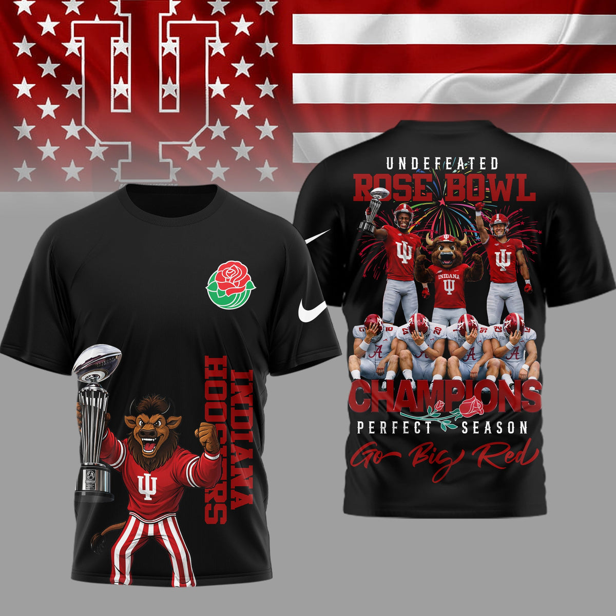 Indiana Hoosiers | Premium NCAA Rose Bowl Champions 3D Shirt HI