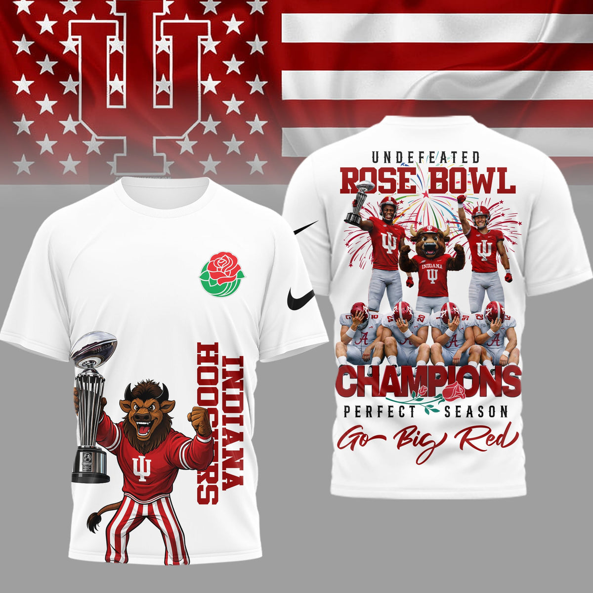 Indiana Hoosiers | Premium NCAA Rose Bowl Champions 3D Shirt HI