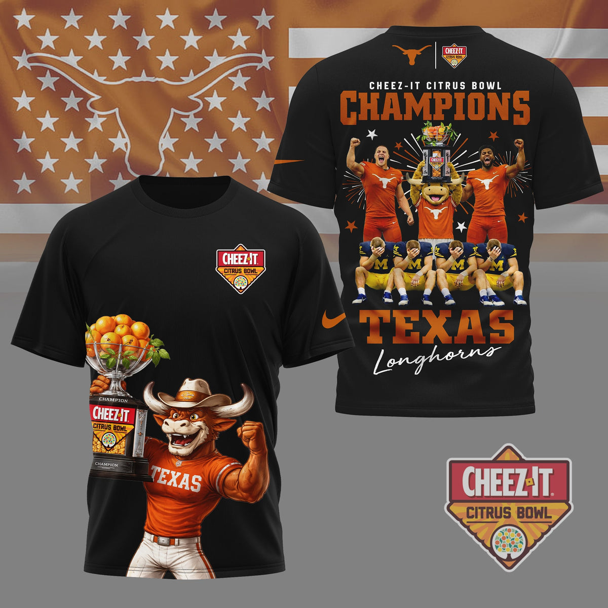 Texas Longhorns | Premium NCAA Citrus Bowl Champions 3D Shirt HI