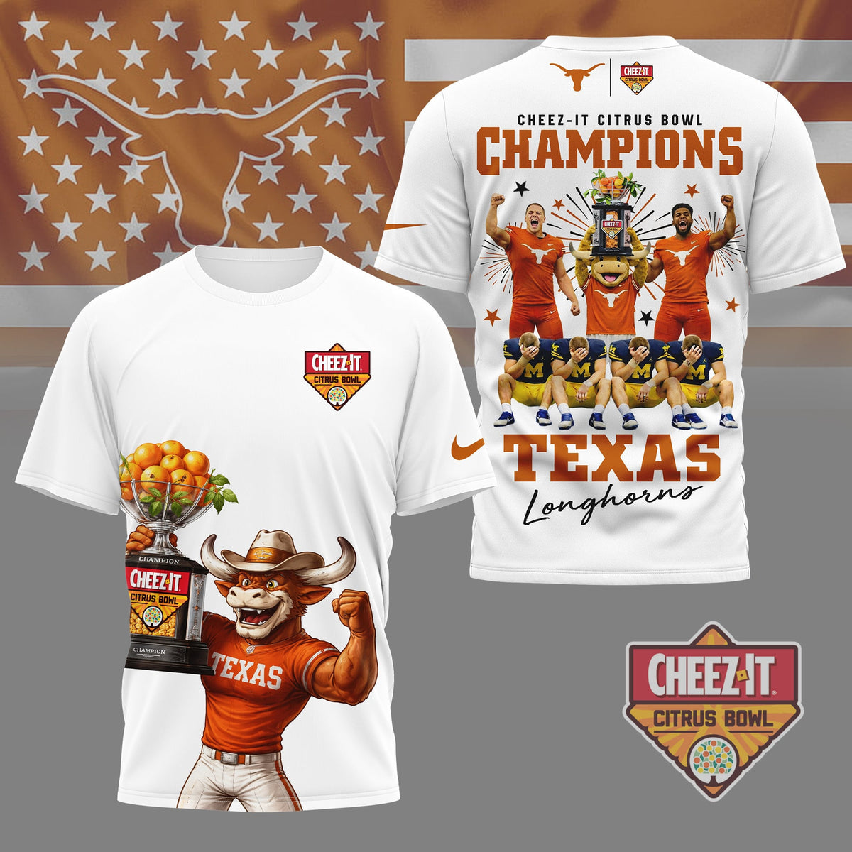 Texas Longhorns | Premium NCAA Citrus Bowl Champions 3D Shirt HI