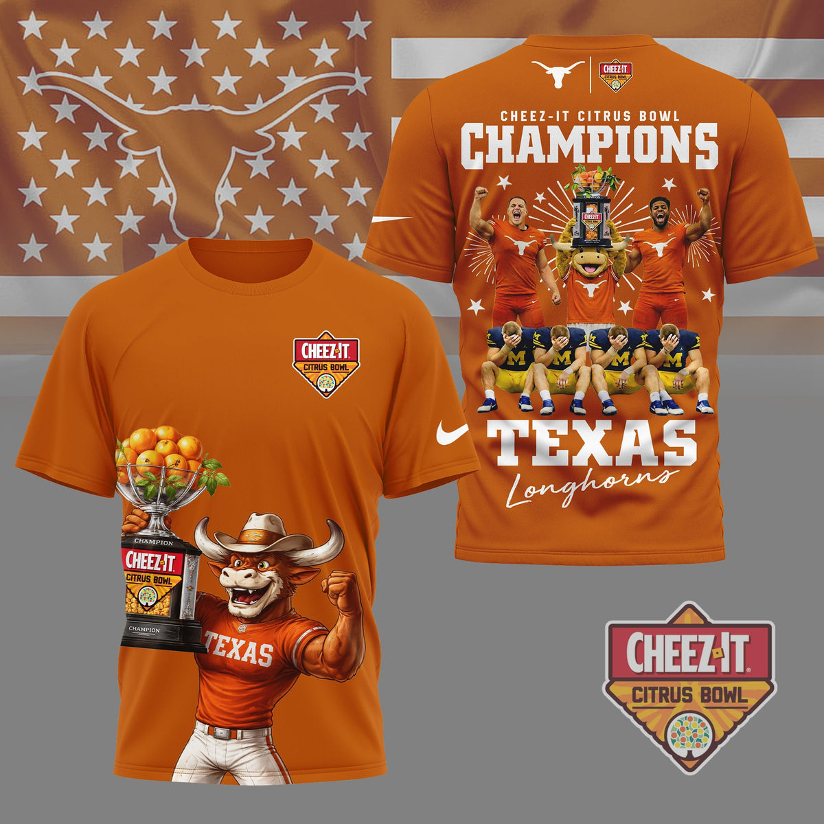 Texas Longhorns | Premium NCAA Citrus Bowl Champions 3D Shirt HI