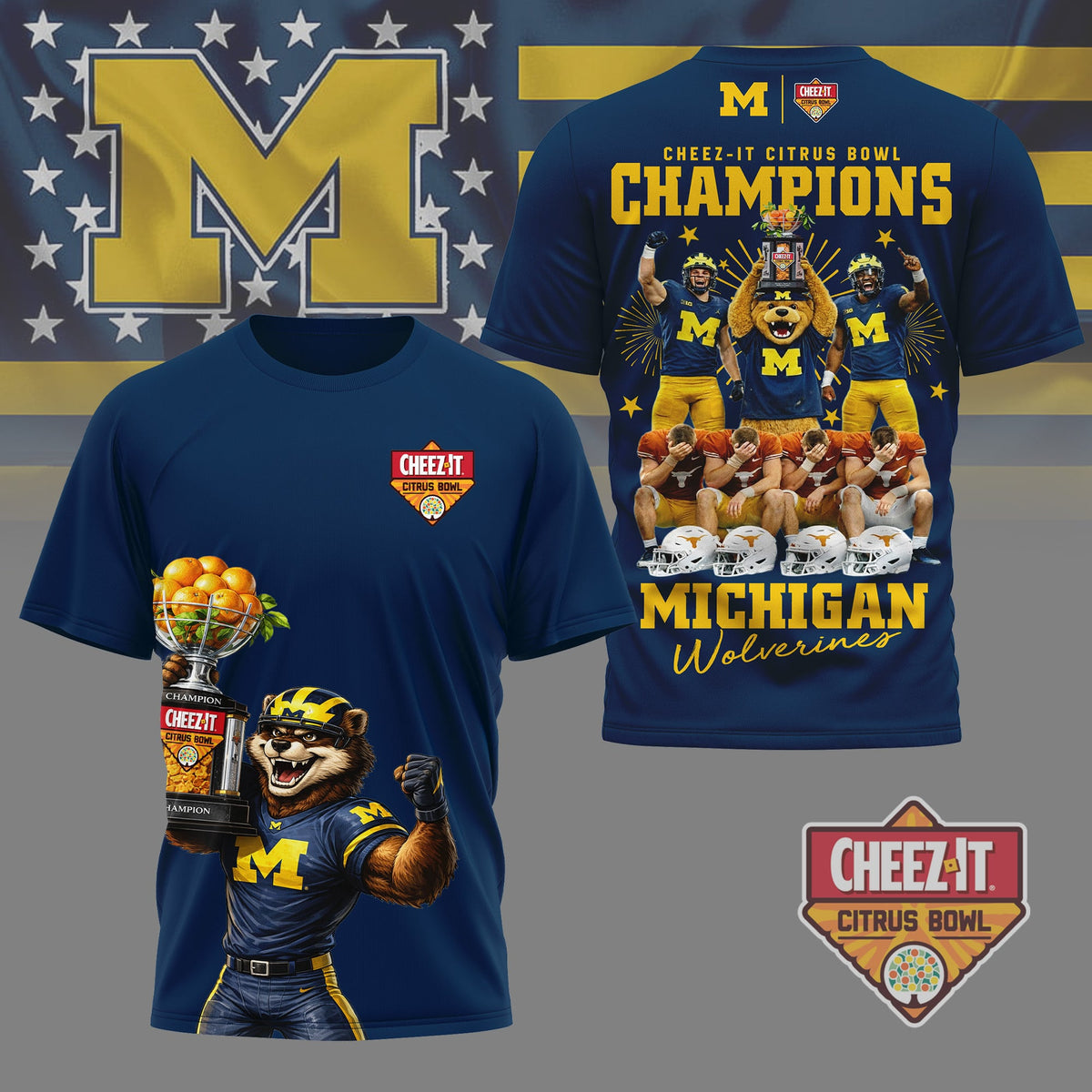 Michigan Wolverines | Premium NCAA Citrus Bowl Champions 3D Shirt HI