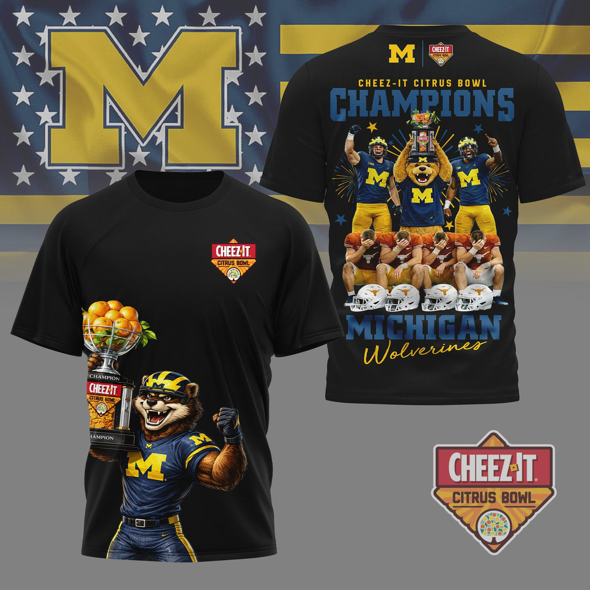 Michigan Wolverines | Premium NCAA Citrus Bowl Champions 3D Shirt HI