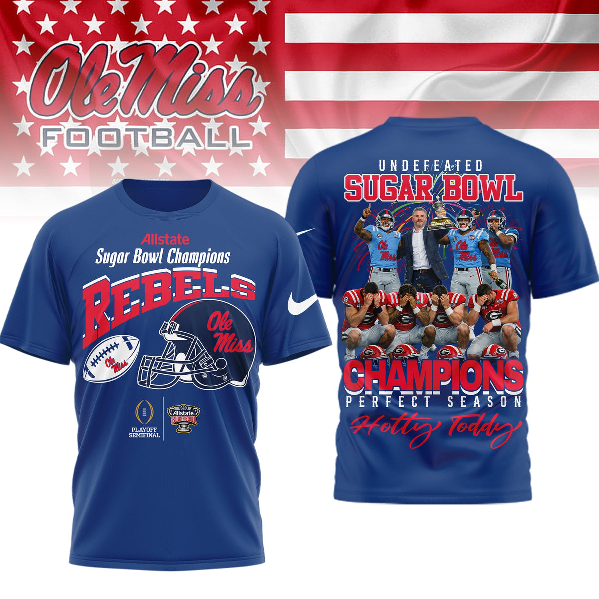 Ole Miss Rebels | Premium NCAA Sugar Bowl Champions 3D Shirt HI