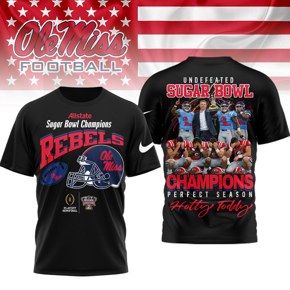 Ole Miss Rebels | Premium NCAA Sugar Bowl Champions 3D Shirt HI