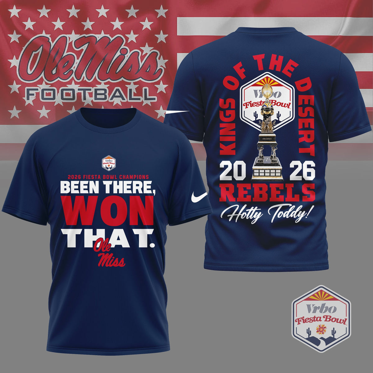 Ole Miss Rebels | Premium NCAA Fiesta Bowl Champions 3D Shirt NY