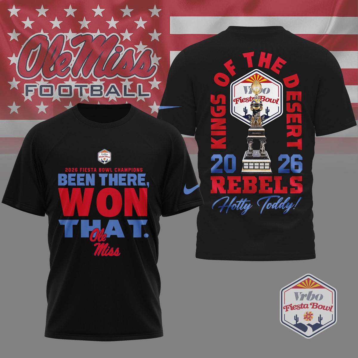 Ole Miss Rebels | Premium NCAA Fiesta Bowl Champions 3D Shirt NY
