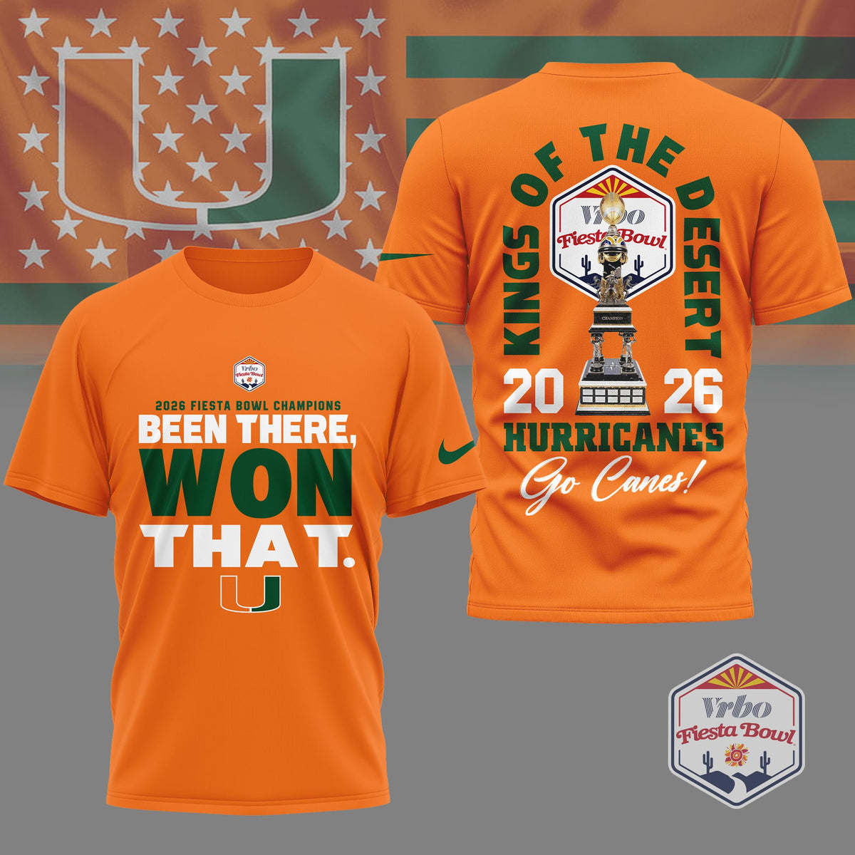 Miami Hurricanes | Premium NCAA Fiesta Bowl Champions 3D Shirt NY