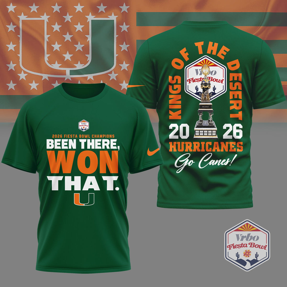 Miami Hurricanes | Premium NCAA Fiesta Bowl Champions 3D Shirt NY