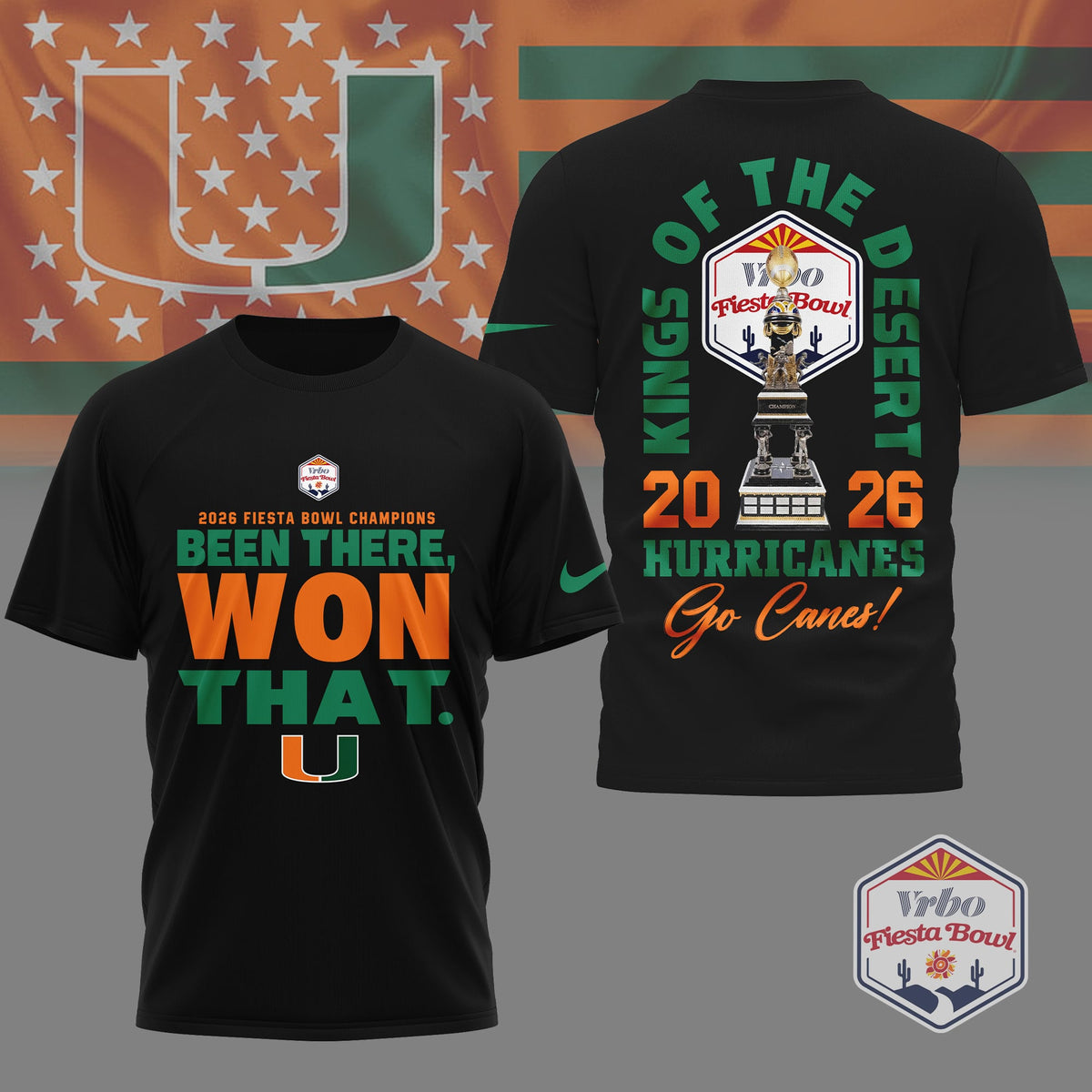 Miami Hurricanes | Premium NCAA Fiesta Bowl Champions 3D Shirt NY