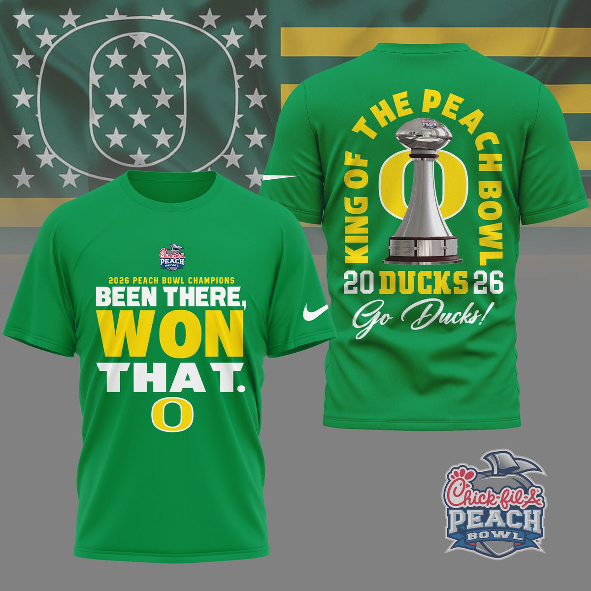 Oregon Ducks | Premium NCAA Peach Bowl Champions 3D Shirt NY