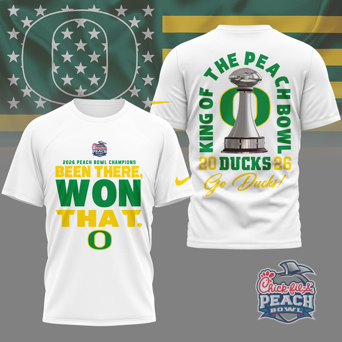 Oregon Ducks | Premium NCAA Peach Bowl Champions 3D Shirt NY