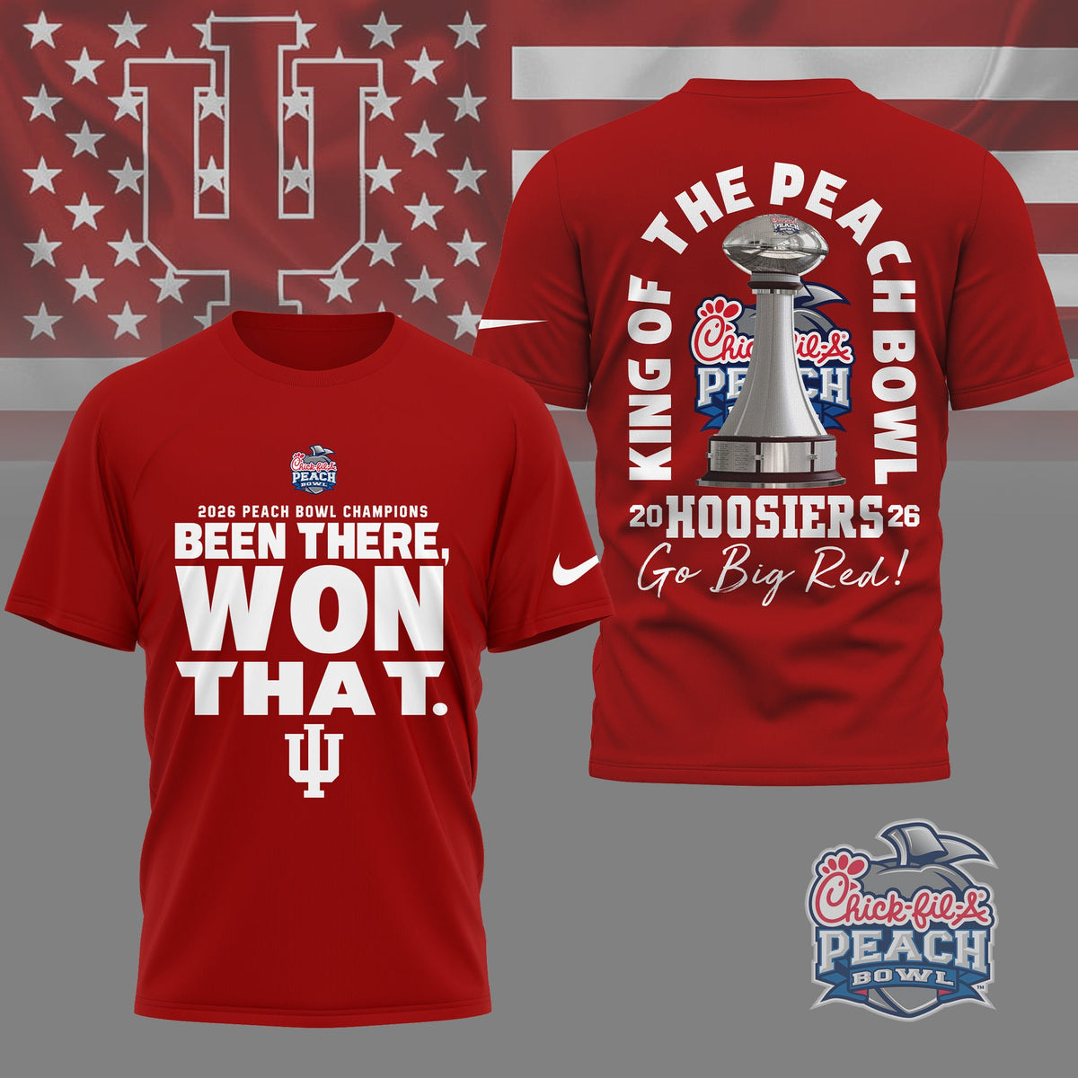 Indiana Hoosiers | Premium NCAA Peach Bowl Champions 3D Shirt NY