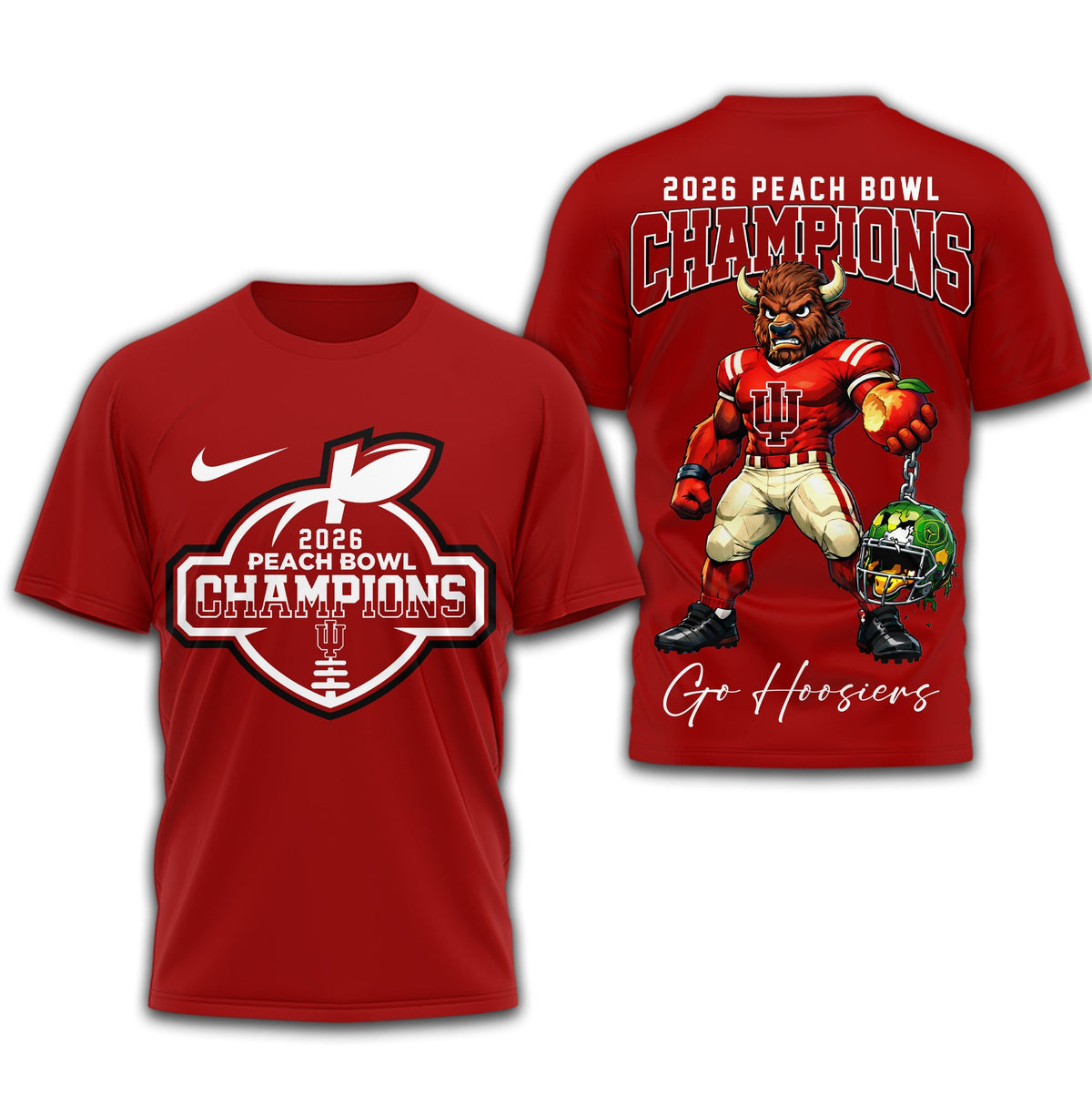 Indiana Hoosiers | Premium NCAA 2026 Peach Bowl Champions 3D Shirt TD