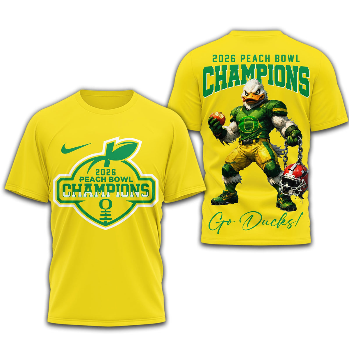 Oregon Ducks | Premium NCAA 2026 Peach Bowl Champions 3D Shirt TD