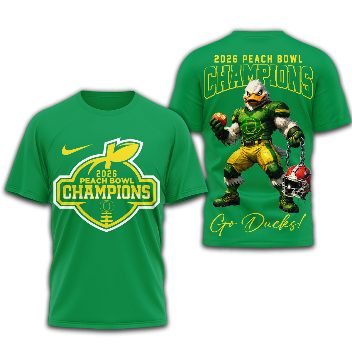 Oregon Ducks | Premium NCAA 2026 Peach Bowl Champions 3D Shirt TD
