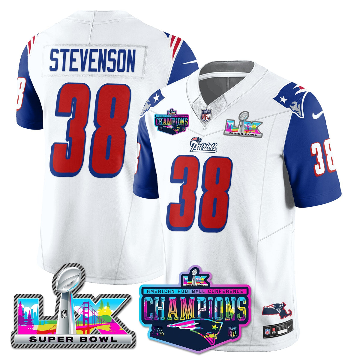 NE 1996 Throwback Limited Vapor Jersey - 2025 AFC Champions Limited Patch