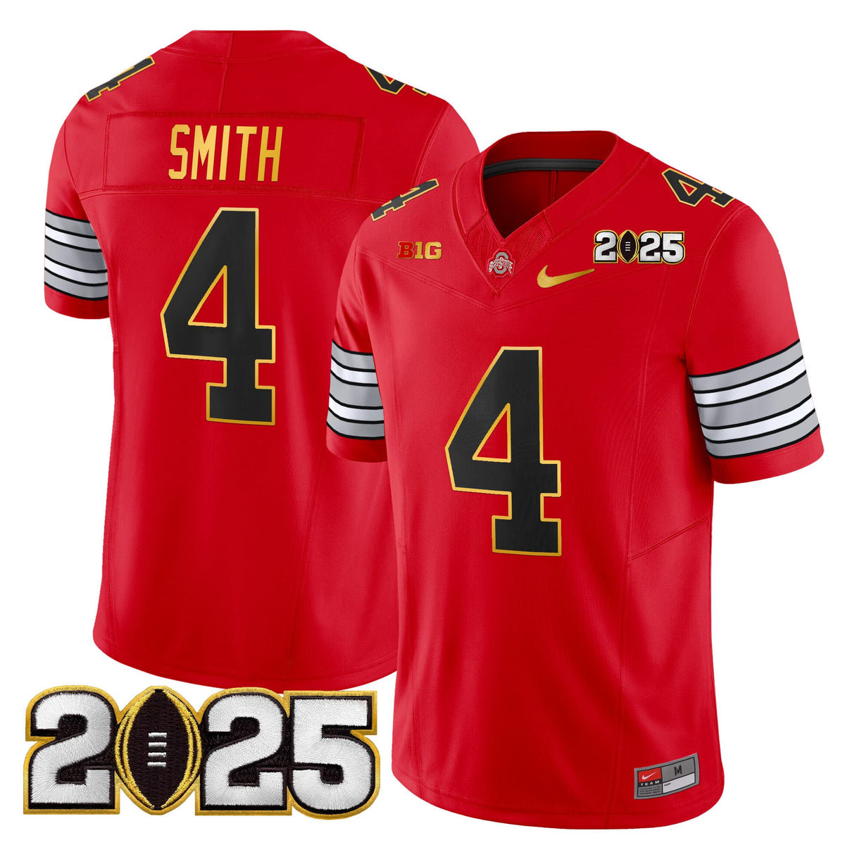 Men's Ohio State Buckeyes 'Heritage Stripe' 2025 CFP Final Patch Gold Trim Vapor Limited Jersey - All Stitched