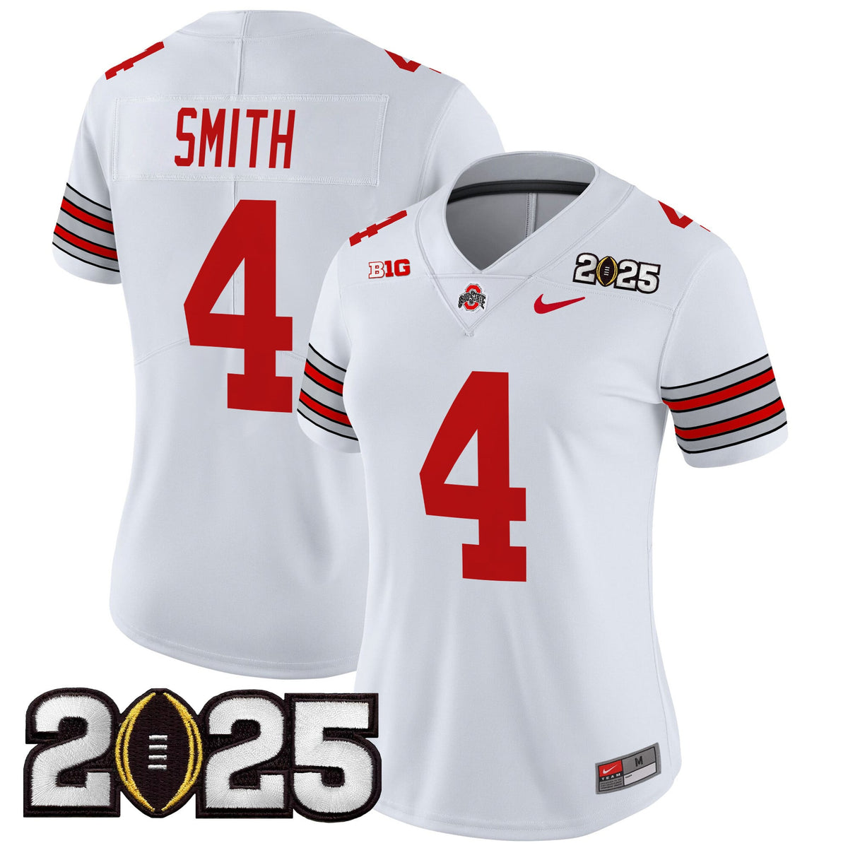 Women's Ohio State Buckeyes 'Heritage Stripe' 2025 CFP Final Patch Vapor Limited Jersey - All Stitched