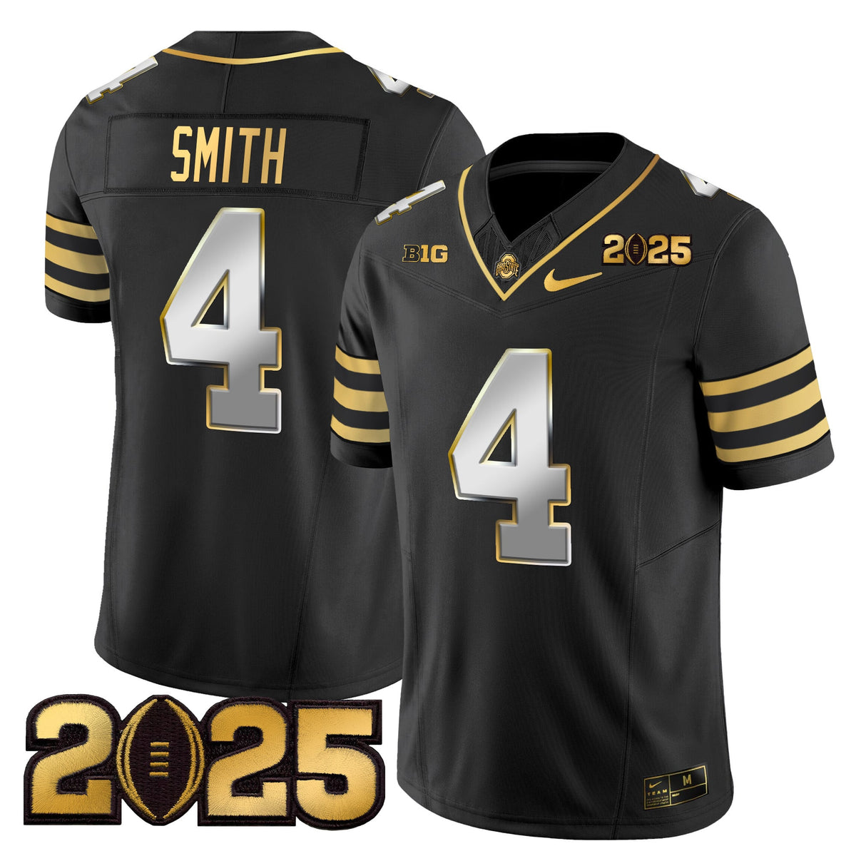 Men's Ohio State Buckeyes 'Heritage Stripe' CFP Final Patch Gold Vapor Limited Jersey - All Stitched