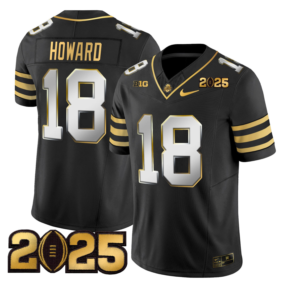 Men's Ohio State Buckeyes 'Heritage Stripe' CFP Final Patch Gold Vapor Limited Jersey - All Stitched